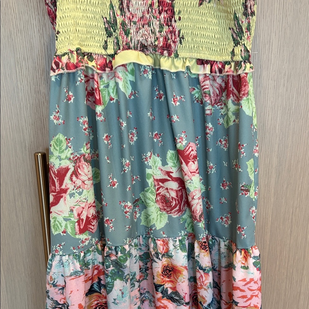 Free People Floral Tiered Maxi Dress in Yellow, Green and Blue - Picture 6 of 13